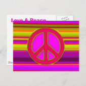 Rood roze fractal & vredesbord briefkaart (Voorkant / Achterkant)