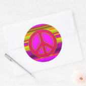 Rood roze fractal & vredesbord ronde sticker (Envelop)