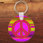 Rood roze fractal & vredesbord sleutelhanger (Voorkant)