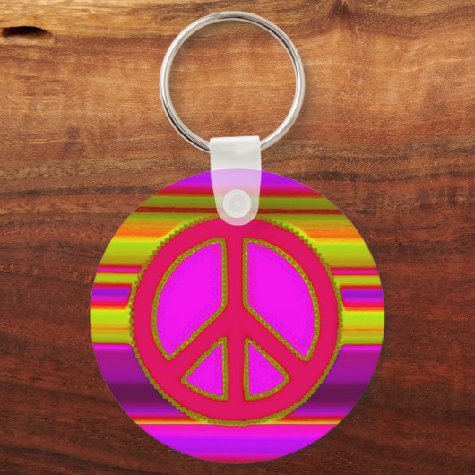 Rood roze fractal & vredesbord sleutelhanger (Voorkant)