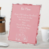 Rood Roze Frans Toile Bar Menu Sign Reclamebord Met Voetstuk (Insitu)