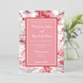 Rood Roze Frans Toile Bruiloft Uitnodiging (Staand voorkant)