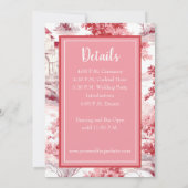 Rood Roze Frans Toile Bruiloft Uitnodiging (Achterkant)