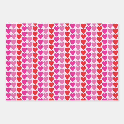 Rood Roze Fuchsia Harten Inpakpapier Vel (Voorkant 2)