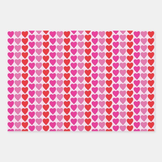 Rood Roze Fuchsia Harten Inpakpapier Vel (Voorkant)