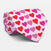 Rood Roze Fuchsia Harten Stropdas (Opgerold)