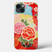 Rood Roze Geel Japans Kimono Bloemen Case-Mate iPhone Case (Achterkant)