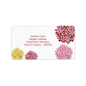 Rood Roze & Gele bloemblaadjes Adresetiketten Etiket (Voorkant)
