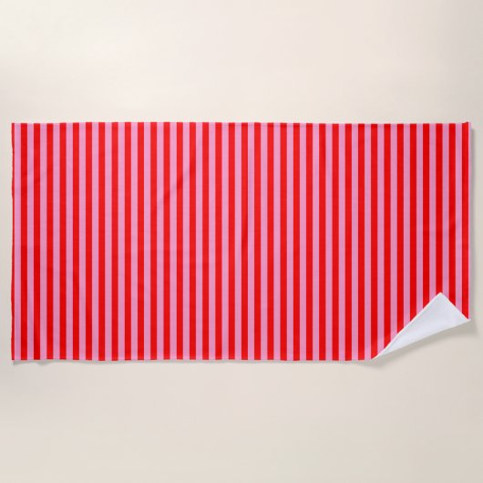 ROOD ROZE GESTREEPT - horizontaal - badhanddoek (Voorkant)