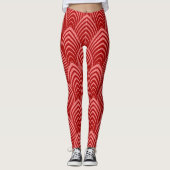 Rood & Roze Glitter Art-Deco geometrisch patroon Leggings (Voorkant)