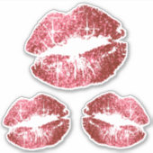 Rood Roze Glitter Lippen - Kiss-Cut Sticker (Voorkant)