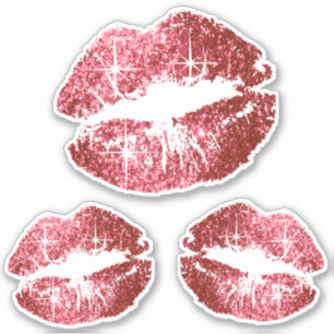 Rood Roze Glitter Lippen - Kiss-Cut Sticker