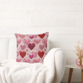 ROOD & ROZE GLITTER LOOK VALENTIJN LOVE HEARTS KUSSEN