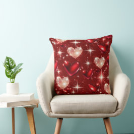 ROOD & ROZE GLITTER LOOK VALENTIJN LOVE HEARTS KUSSEN