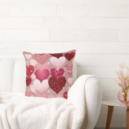 ROOD & ROZE GLITTER LOOK VALENTIJN LOVE HEARTS KUSSEN
