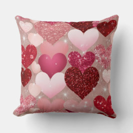 ROOD & ROZE GLITTER LOOK VALENTIJN LOVE HEARTS KUSSEN