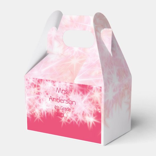 Rood roze glitter sprankeling Terug naar school le Bedankdoosjes (Achterkant)