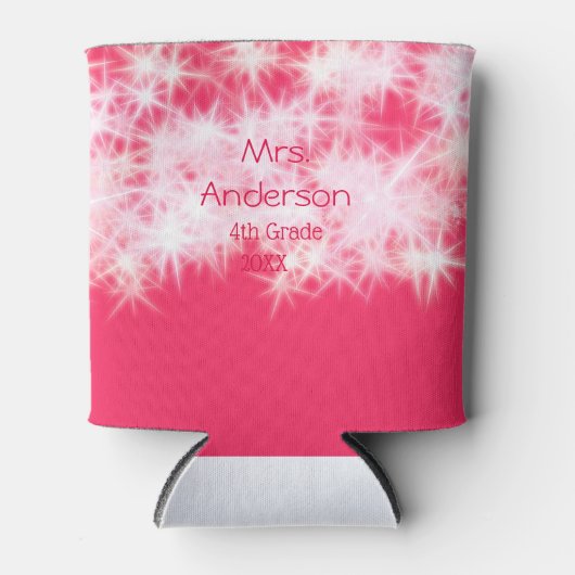 Rood roze glitter sprankeling Terug naar school le Blikjeskoeler (Voorkant)