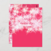 Rood roze glitter sprankeling Terug naar school le Briefkaart (Voorkant / Achterkant)