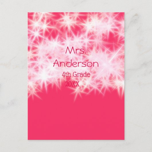 Rood roze glitter sprankeling Terug naar school le Briefkaart (Voorkant)