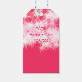 Rood roze glitter sprankeling Terug naar school le Cadeaulabel