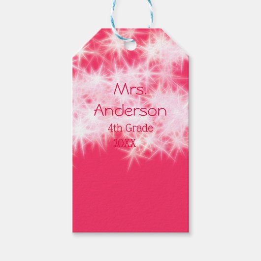 Rood roze glitter sprankeling Terug naar school le Cadeaulabel (Voorkant)