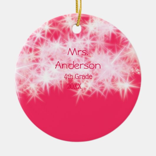 Rood roze glitter sprankeling Terug naar school le Keramisch Ornament (Voorkant)