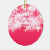 Rood roze glitter sprankeling Terug naar school le Keramisch Ornament (Links)