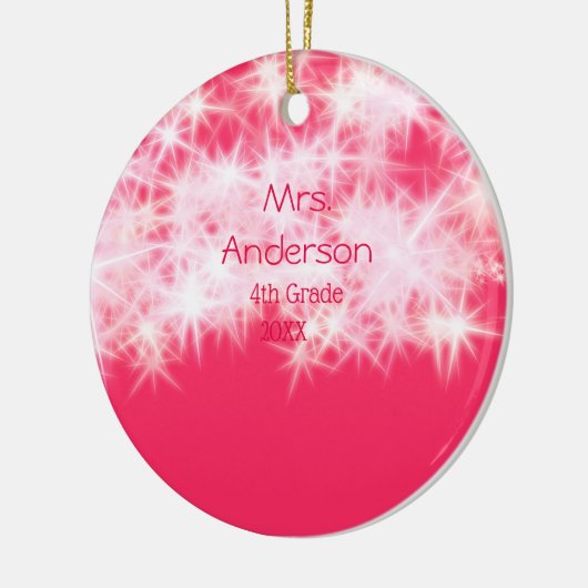 Rood roze glitter sprankeling Terug naar school le Keramisch Ornament (Links)