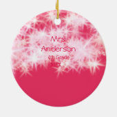 Rood roze glitter sprankeling Terug naar school le Keramisch Ornament (Achterkant)