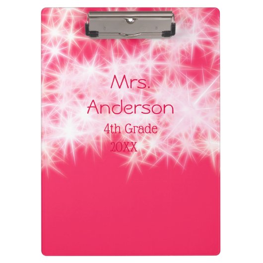 Rood roze glitter sprankeling Terug naar school le Klembord (Voorkant)