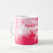 Rood roze glitter sprankeling Terug naar school le Koffiemok (Voorkant links)