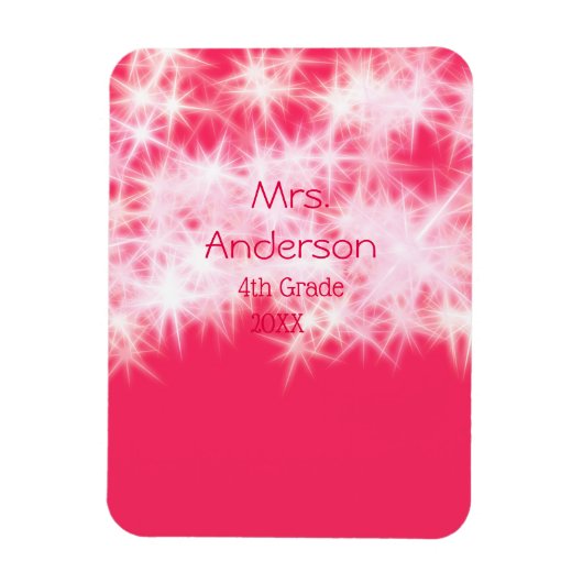 Rood roze glitter sprankeling Terug naar school le Magneet (Verticaal)