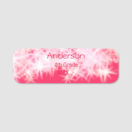 Rood roze glitter sprankeling Terug naar school le Naamplaatje