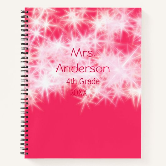 Rood roze glitter sprankeling Terug naar school le Notitieboek (Voorkant)