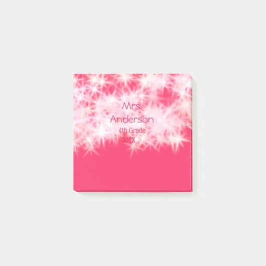Rood roze glitter sprankeling Terug naar school le Post-it® Notes (Voorkant)