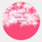 Rood roze glitter sprankeling Terug naar school le Ronde Sticker (Voorkant)