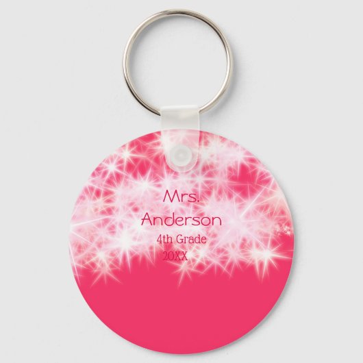 Rood roze glitter sprankeling Terug naar school le Sleutelhanger (Voorkant)