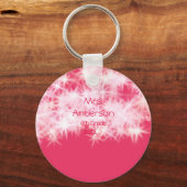 Rood roze glitter sprankeling Terug naar school le Sleutelhanger (Achterkant)