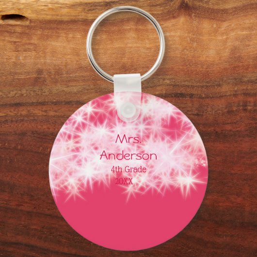 Rood roze glitter sprankeling Terug naar school le Sleutelhanger (Achterkant)