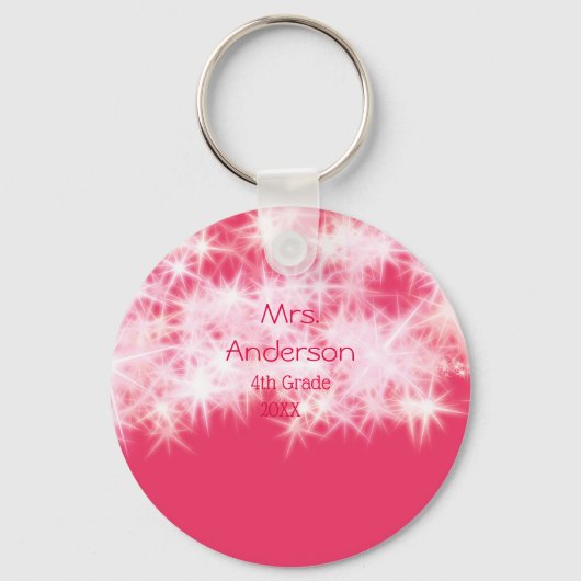 Rood roze glitter sprankeling Terug naar school le Sleutelhanger (Achterkant)