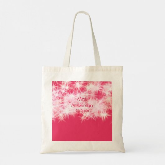 Rood roze glitter sprankeling Terug naar school le Tote Bag (Achterkant)