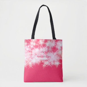 Rood roze glitter sprankeling Terug naar school le Tote Bag