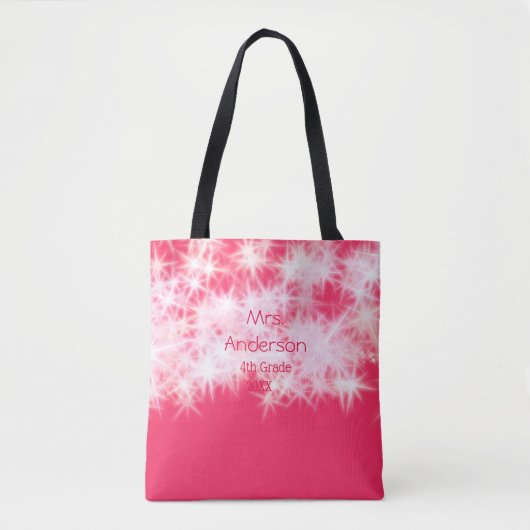 Rood roze glitter sprankeling Terug naar school le Tote Bag (Voorkant)