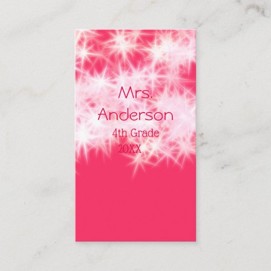 Rood roze glitter sprankeling Terug naar school le Visitekaartje (Voorkant)