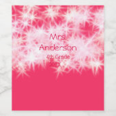 Rood roze glitter sprankeling Terug naar school le Wijn Etiket (Enkel label)