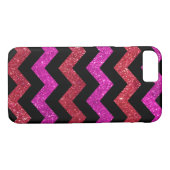 Rood Roze Glitter Zigzag Patroon Case-Mate iPhone Case (Achterkant (Horizontaal))