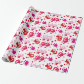 Rood roze gnoomvormig Gift Wrapping paper Cadeaupapier (Uitgerold)