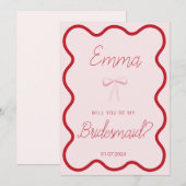 Rood roze golvend zal je mijn bruidsmeisje aanzoek kaart (Voorkant / Achterkant)