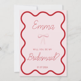 Rood roze golvend zal je mijn bruidsmeisje aanzoek kaart